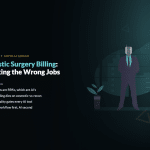 AI in plastic surgery billing — cover: robot illustration with title and key takeaways