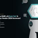 Vendor-by-vendor 2026 scorecard of specialty EMR and EHR AI features — shipped versus roadmap